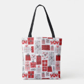 kerstcadeautjes met rode zilveren Feestdagen Tote Bag (Achterkant)