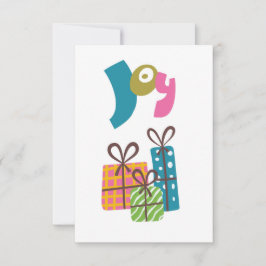 Kerstcadeautjes met vreugde. kaart