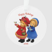 kerstcadeautjes met wintervogels Acrylisch Ornament (voorkant)