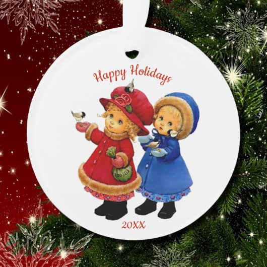 kerstcadeautjes met wintervogels Acrylisch Ornament