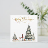 Kerstcadeautjes onder de boom feestdagenkaart (Staand voorkant)