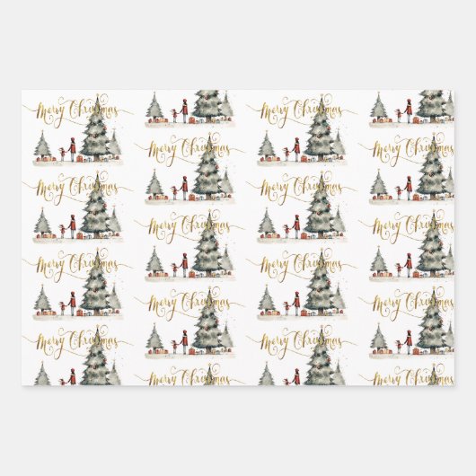 Kerstcadeautjes onder de boom inpakpapier vel (Voorkant)