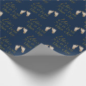 kerstcadeautjes op blauw cadeaupapier (Hoek)