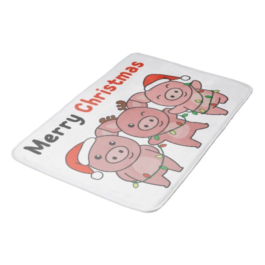 kerstcadeautjes pigs Merry Kerstmis Badmat (Gekanteld)