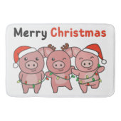 kerstcadeautjes pigs Merry Kerstmis Badmat (Voorkant)