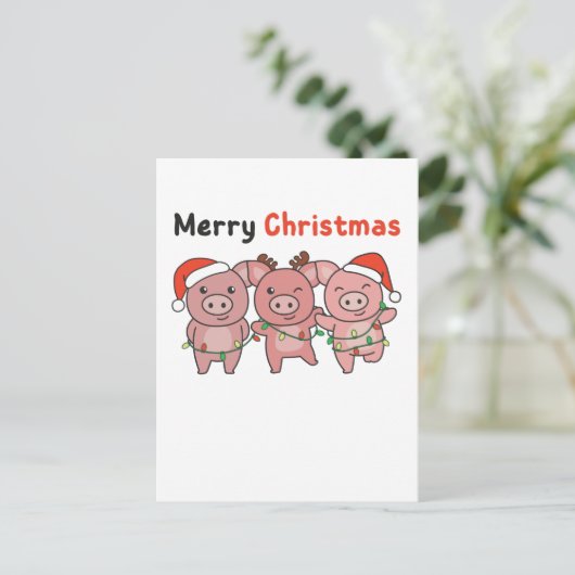 kerstcadeautjes pigs Merry Kerstmis Feestdagenkaart (Staand voorkant)