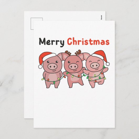 kerstcadeautjes pigs Merry Kerstmis Feestdagenkaart (Voorkant / Achterkant)