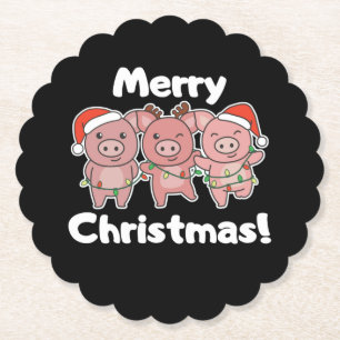 kerstcadeautjes pigs Merry Kerstmis Kartonnen Onderzetters