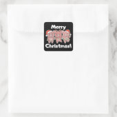 kerstcadeautjes pigs Merry Kerstmis Vierkante Sticker (Tas)