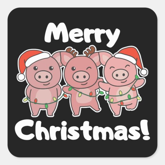 kerstcadeautjes pigs Merry Kerstmis Vierkante Sticker (Voorkant)