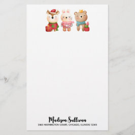 kerstcadeautjes - rendieren, Beer en konijn Briefpapier