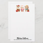 kerstcadeautjes - rendieren, Beer en konijn Briefpapier (Voorkant / Achterkant)