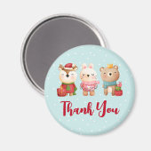 kerstcadeautjes - rendieren, Beer en konijn - Dank Magneet (Voorkant / Achterkant)