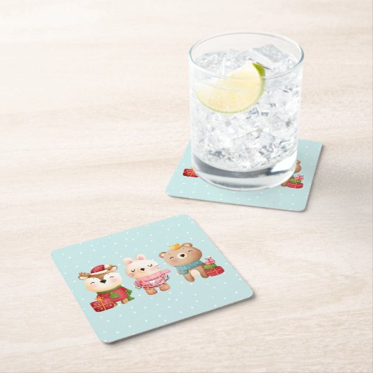 kerstcadeautjes - rendieren, Beer en konijn Kartonnen Onderzetters (Insitu)