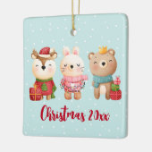 kerstcadeautjes - rendieren, Beer en konijn Keramisch Ornament (Links)