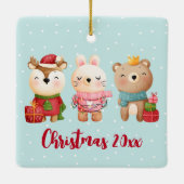 kerstcadeautjes - rendieren, Beer en konijn Keramisch Ornament (Achterkant)