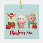 kerstcadeautjes - rendieren, Beer en konijn Keramisch Ornament (Voorkant)
