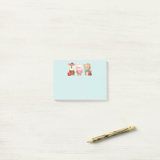 kerstcadeautjes - rendieren, Beer en konijn Post-it® Notes (Op bureau)