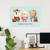 kerstcadeautjes - rendieren, Beer en konijn Poster (Thuiskantoor)