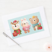 kerstcadeautjes - rendieren, Beer en konijn Rechthoekige Sticker (Envelop)