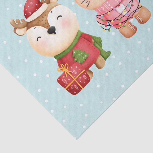 kerstcadeautjes - rendieren, Beer en konijn Tissuepapier (Detail)