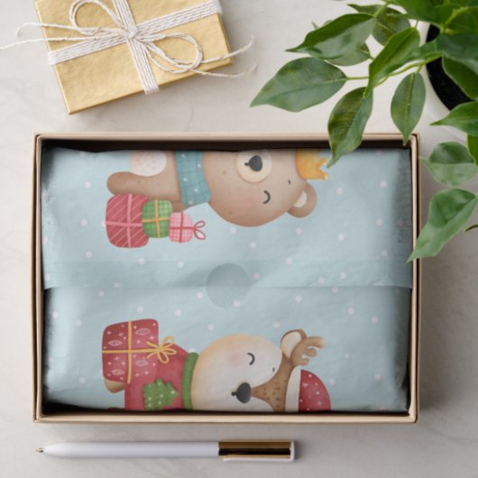 kerstcadeautjes - rendieren, Beer en konijn Tissuepapier (Geschenk)