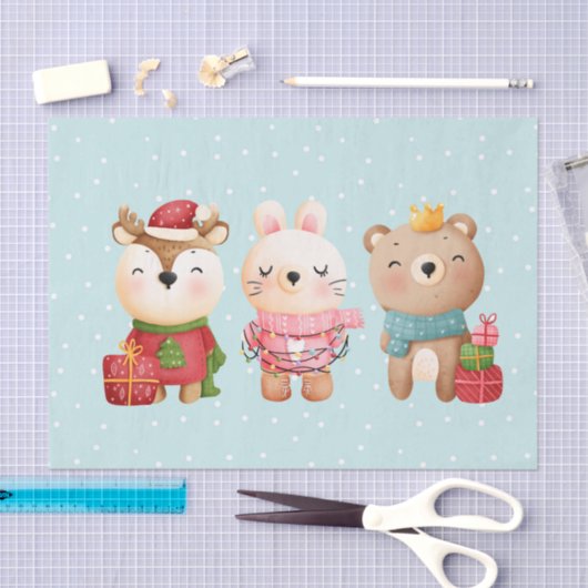 kerstcadeautjes - rendieren, Beer en konijn Tissuepapier (Craft)