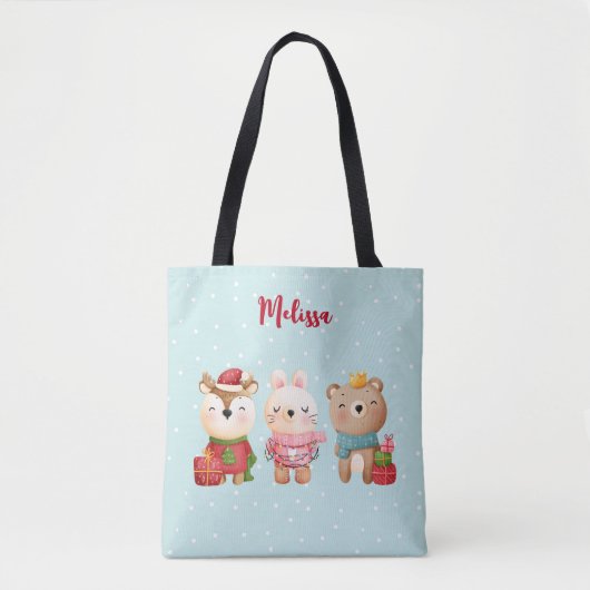kerstcadeautjes - rendieren, Beer en konijn Tote Bag (Voorkant)