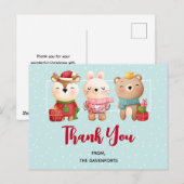 kerstcadeautjes - rendierlijk Beer en konijn Dank Briefkaart (Voorkant / Achterkant)
