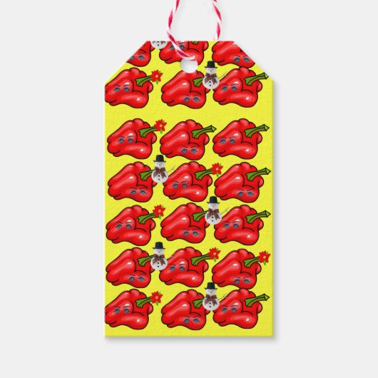 Kerstcadeautjes rode peper cadeaulabel (Voorkant)