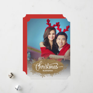 kerstcadeautjes Sparkly Glitter foto Holiday Feestdagenkaart