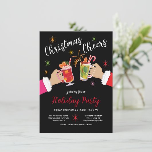 kerstcadeautjes Toast Holiday Cocktail Party Invi Kaart (Staand voorkant)