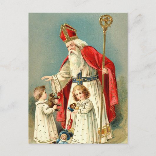 kerstcadeautjes uit St. Nicholas Feestdagenkaart (Voorkant)