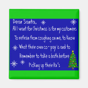 kerstcadeautjes van de apotheker "DEAR SANTA" Magneet