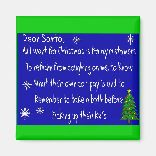 kerstcadeautjes van de apotheker "DEAR SANTA" Magneet (Voorkant)