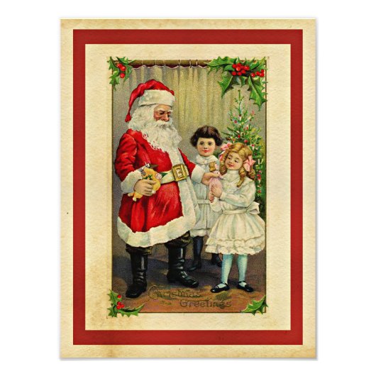 kerstcadeautjes van Santa Foto Afdruk (Voorkant)