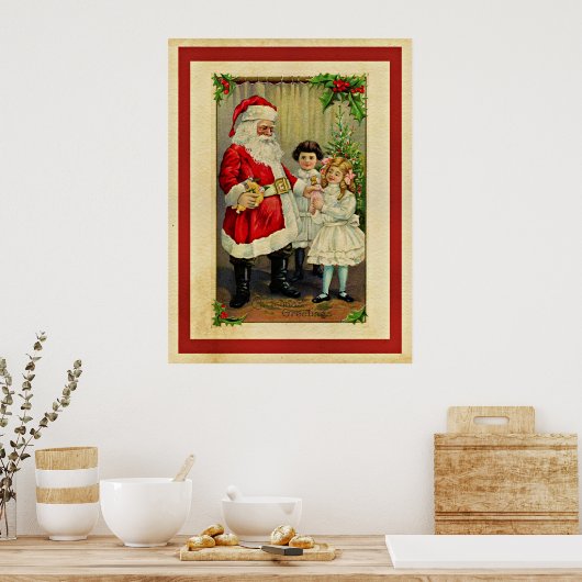 kerstcadeautjes van Santa Poster (Keuken)