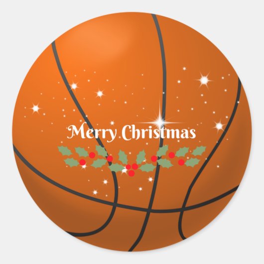 kerstcadeautjes voor Basketball Ronde Sticker (Voorkant)