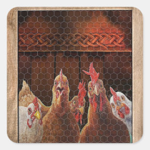 kerstcadeautjes voor boer die kippenrooster gebrui vierkante sticker