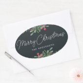 kerstcadeautjes voor botanische feestdagen ovale sticker (Envelop)