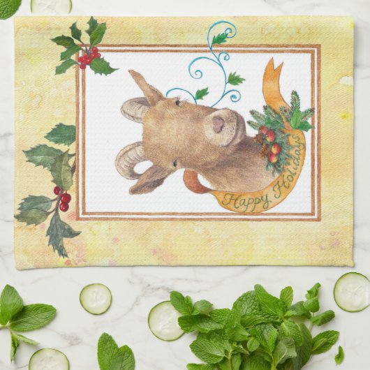 kerstcadeautjes voor geit theedoek (Gevouwen)