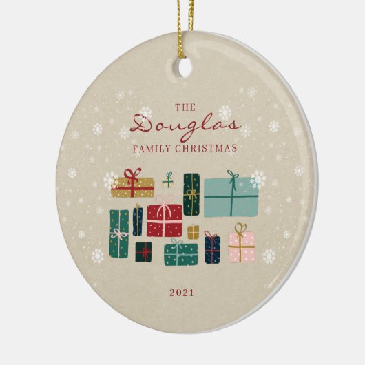 kerstcadeautjes voor Kraft Family personaliseren Keramisch Ornament (Links)