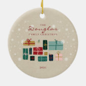 kerstcadeautjes voor Kraft Family personaliseren Keramisch Ornament (Achterkant)