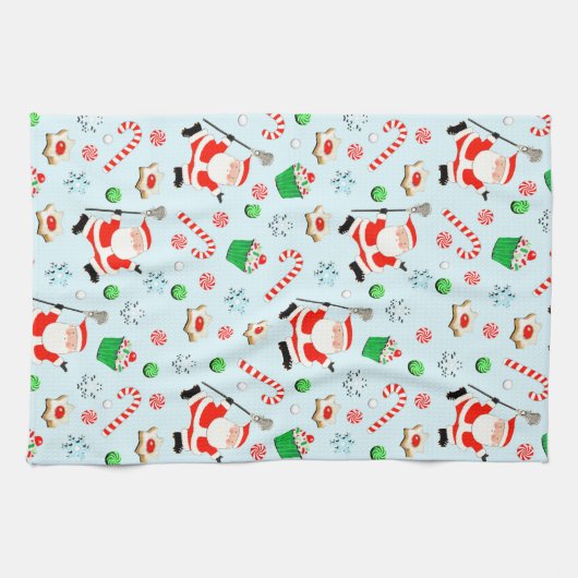 kerstcadeautjes voor Lacrosse kerstfeestmaal Theedoek (Horizontaal)