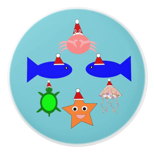 kerstcadeautjes voor Zee Keramische Knop (Voorkant)