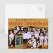  kerstcadeautjes voor zingende katten feestdagenkaart (Voorkant / Achterkant)