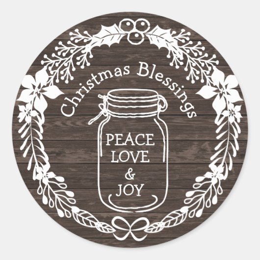 kerstcadeautjes Vredesliefhebber Mason Jar Ronde Sticker (Voorkant)