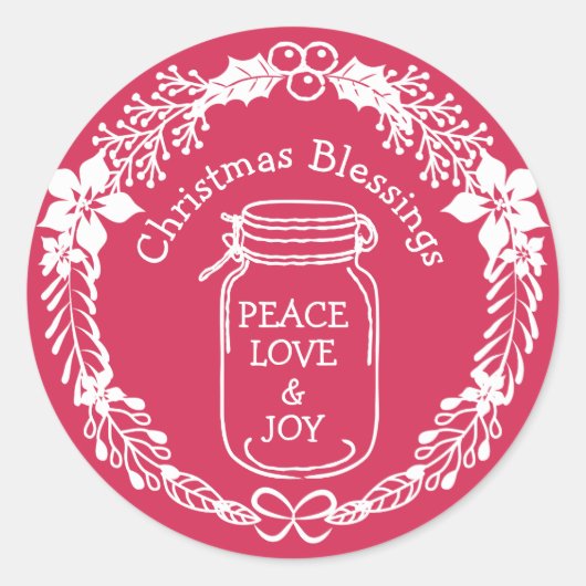kerstcadeautjes Vredesliefhebber Mason Jar Ronde Sticker (Voorkant)