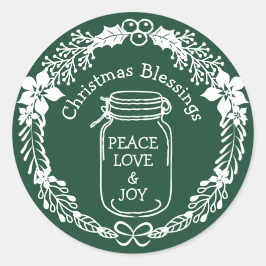 kerstcadeautjes Vredesliefhebber Mason Jar Ronde Sticker (Voorkant)