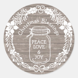 kerstcadeautjes Vredesliefhebber Mason Jar Ronde Sticker